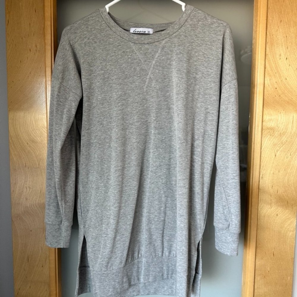 Light Grey Tunic Sweatshirt Top